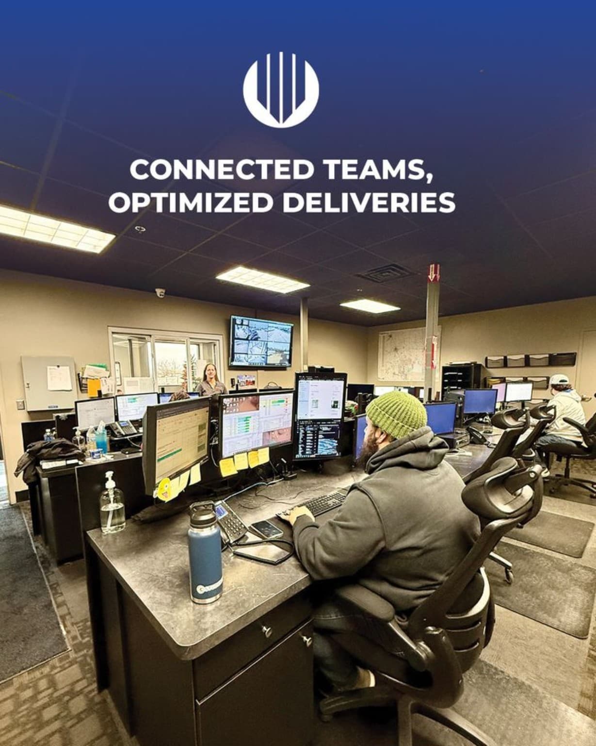 Dispatcher coordinating freight operations from a connected operations desk